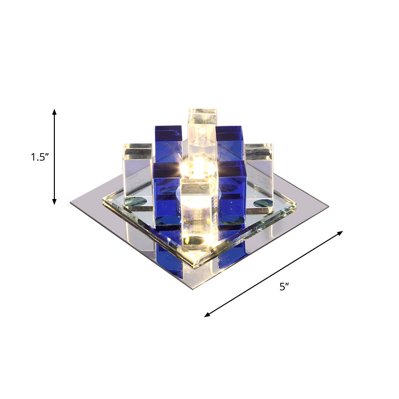 Crystal Square Ceiling Flush Mount Modernist LED Flushmount Light for Corridor Clearhalo 'Ceiling Lights' 'Close To Ceiling Lights' 'Close to ceiling' 'Flush mount' Lighting' 2016390