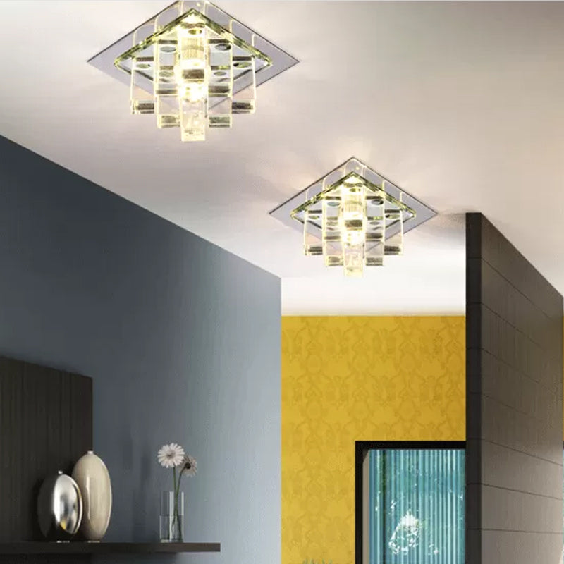 Crystal Square Ceiling Flush Mount Modernist LED Flushmount Light for Corridor Clear Clearhalo 'Ceiling Lights' 'Close To Ceiling Lights' 'Close to ceiling' 'Flush mount' Lighting' 2016391