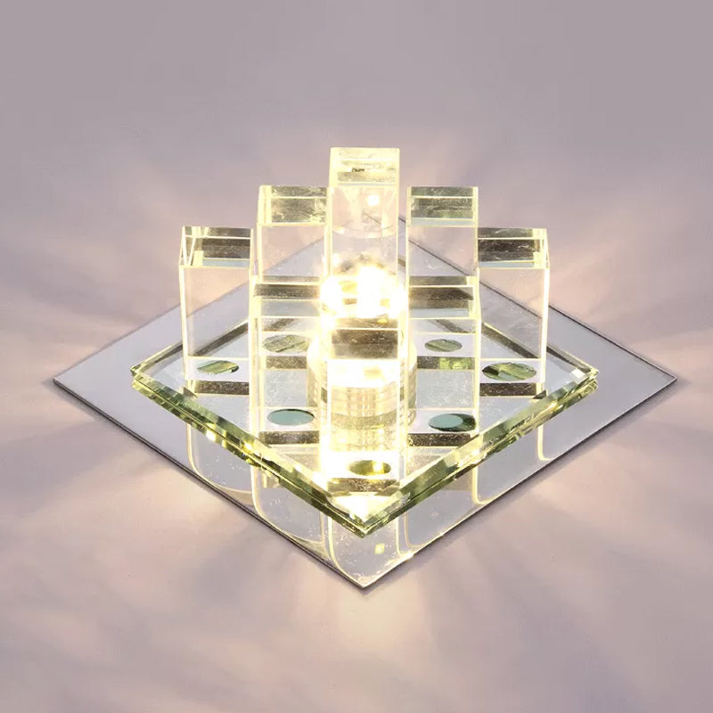 Crystal Square Ceiling Flush Mount Modernist LED Flushmount Light for Corridor Clearhalo 'Ceiling Lights' 'Close To Ceiling Lights' 'Close to ceiling' 'Flush mount' Lighting' 2016393