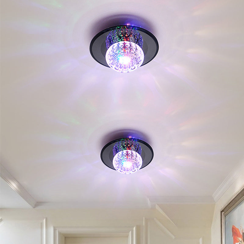 Round Crystal Flush Mount Lighting Simplicity LED Close to Ceiling Lamp for Foyer Black Multi Color Clearhalo 'Ceiling Lights' 'Close To Ceiling Lights' 'Close to ceiling' 'Flush mount' Lighting' 2016428
