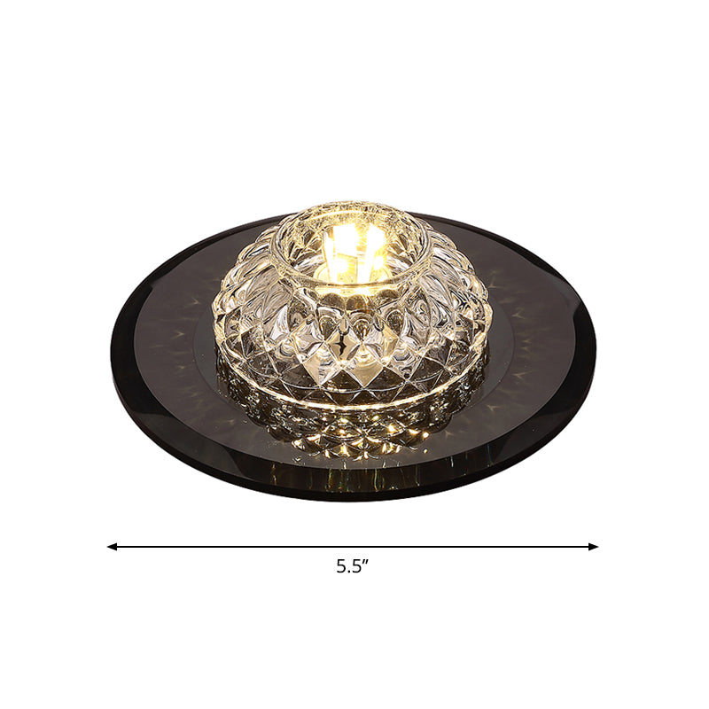 Lattice Bowl Flush Light Fixture Minimalist Beveled Crystal LED Black Close to Ceiling Light for Porch Clearhalo 'Ceiling Lights' 'Close To Ceiling Lights' 'Close to ceiling' 'Flush mount' Lighting' 2016434