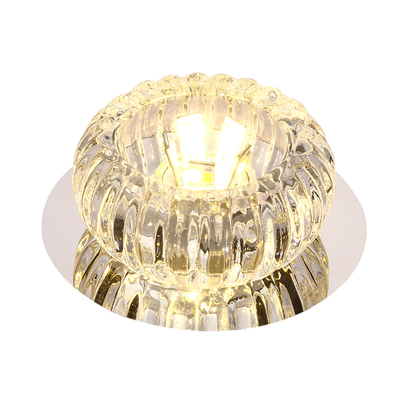 Chrome Pumpkin Ceiling Lighting Modern Style Clear Crystal LED Flushmount Light for Hallway Clearhalo 'Ceiling Lights' 'Close To Ceiling Lights' 'Close to ceiling' 'Flush mount' Lighting' 2016439