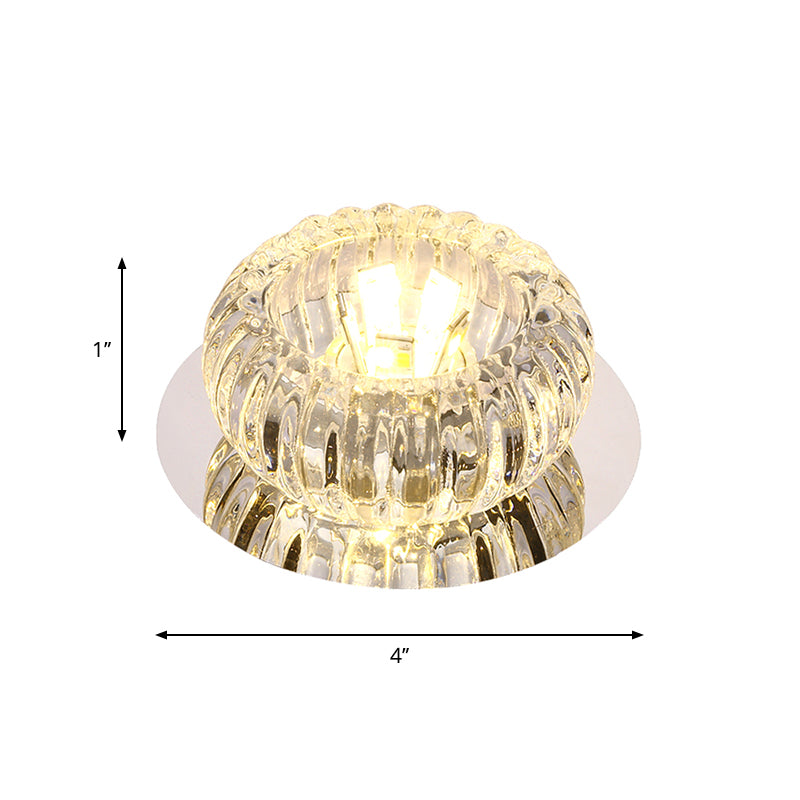 Chrome Pumpkin Ceiling Lighting Modern Style Clear Crystal LED Flushmount Light for Hallway Clearhalo 'Ceiling Lights' 'Close To Ceiling Lights' 'Close to ceiling' 'Flush mount' Lighting' 2016440