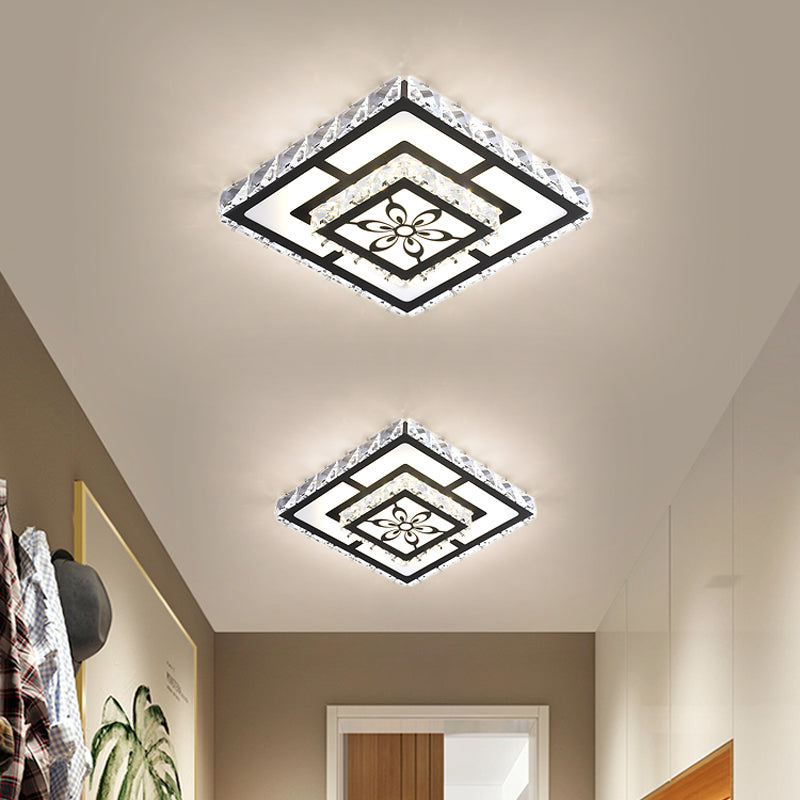 Acrylic Geometry Ceiling Lamp Minimalist LED Crystal Flush Mount Light with Floral Pattern Clearhalo 'Ceiling Lights' 'Close To Ceiling Lights' 'Close to ceiling' 'Flush mount' Lighting' 2016473