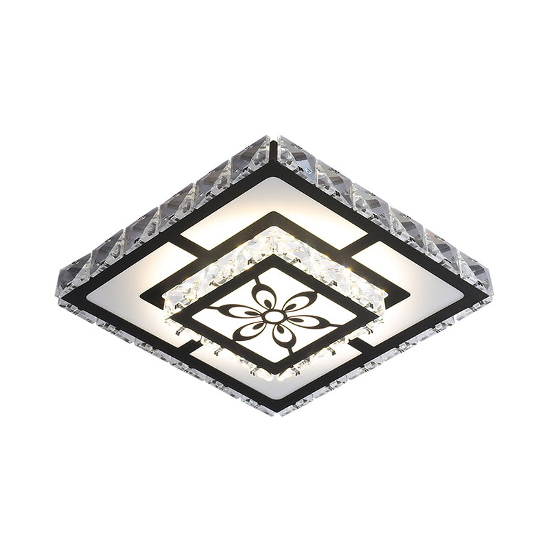 Acrylic Geometry Ceiling Lamp Minimalist LED Crystal Flush Mount Light with Floral Pattern Clearhalo 'Ceiling Lights' 'Close To Ceiling Lights' 'Close to ceiling' 'Flush mount' Lighting' 2016474