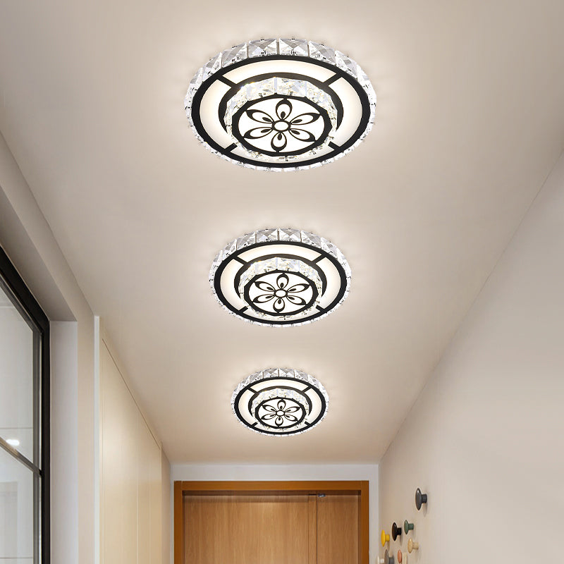 Acrylic Geometry Ceiling Lamp Minimalist LED Crystal Flush Mount Light with Floral Pattern Clearhalo 'Ceiling Lights' 'Close To Ceiling Lights' 'Close to ceiling' 'Flush mount' Lighting' 2016481