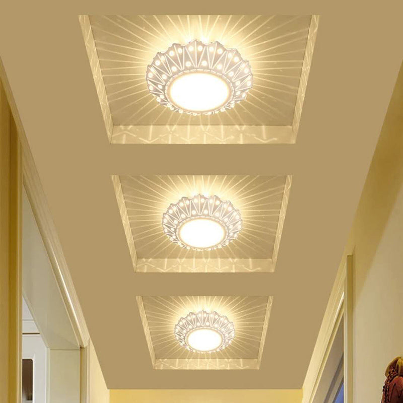 Metal Folding Flush Light Fixture Contemporary LED Ceiling Mounted Lamp in White with Crystal Accent White Warm Clearhalo 'Ceiling Lights' 'Close To Ceiling Lights' 'Close to ceiling' 'Flush mount' Lighting' 2016490