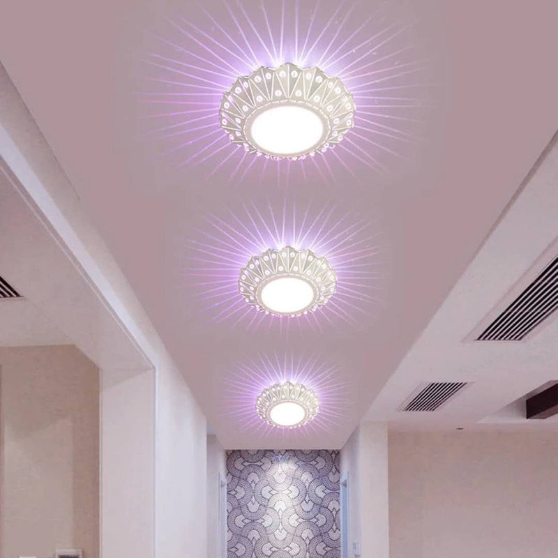 Metal Folding Flush Light Fixture Contemporary LED Ceiling Mounted Lamp in White with Crystal Accent White Multi Color Clearhalo 'Ceiling Lights' 'Close To Ceiling Lights' 'Close to ceiling' 'Flush mount' Lighting' 2016491