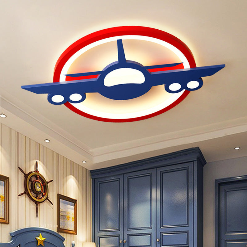 Airplane Kindergarten LED Flush Mount Light Acrylic Modern Ceiling Lamp Red-Blue Clearhalo 'Ceiling Lights' 'Close To Ceiling Lights' 'Close to ceiling' 'Flush mount' Lighting' 201652