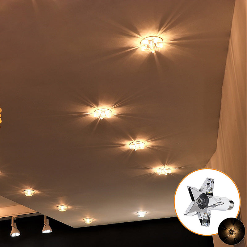 Star-Shaped Mini Flush Mount Contemporary Clear Crystal LED Hallway Close to Ceiling Lamp Clearhalo 'Ceiling Lights' 'Close To Ceiling Lights' 'Close to ceiling' 'Flush mount' Lighting' 2016597