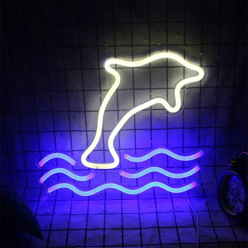 Cartoon Dolphin Night Lamp Plastic Children Bedroom Wall Night Lighting in White Clearhalo 'Night Lights' 'Wall Lights' Lighting' 2016647