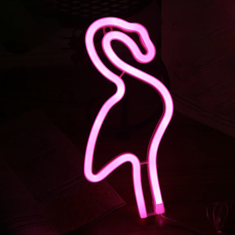 Kids Bedroom LED Night Light Cartoon Style White Wall Hanging Lamp with Flamingo Plastic Shade Clearhalo 'Night Lights' 'Wall Lights' Lighting' 2016664