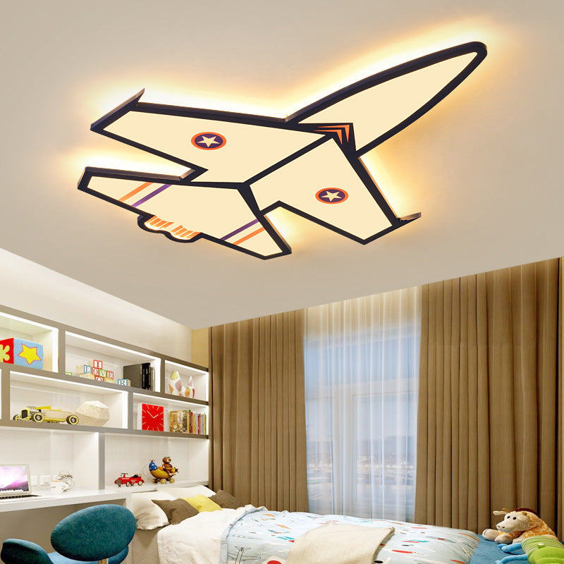 Boys Bedroom Airplane Ceiling Mount Light Acrylic Cartoon White LED Ceiling Lamp White Warm Clearhalo 'Ceiling Lights' 'Close To Ceiling Lights' 'Close to ceiling' 'Flush mount' Lighting' 201671