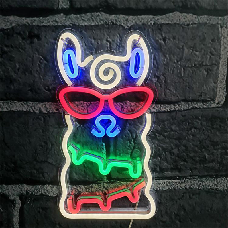 Alpaca Mini Wall Night Light Cartoon Style Plastic Kids Bedroom LED Nightstand Lamp in White Clearhalo 'Night Lights' 'Wall Lights' Lighting' 2016734