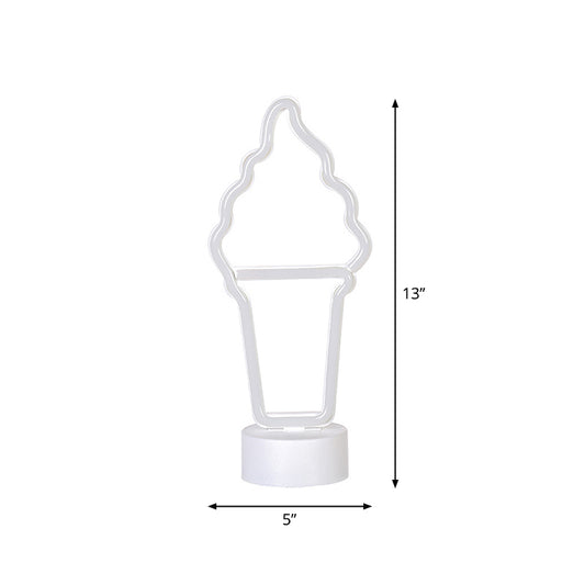 Ice Cream Plastic Night Lighting Simplicity LED White Wall Night Light with Battery Power Clearhalo 'Night Lights' 'Wall Lights' Lighting' 2016757