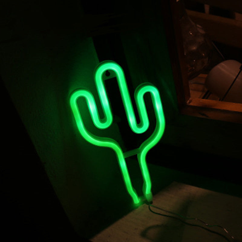 Plastic Cactus Mini Night Lamp Creative USB Operated LED White Wall Night Lighting Clearhalo 'Night Lights' 'Wall Lights' Lighting' 2016759