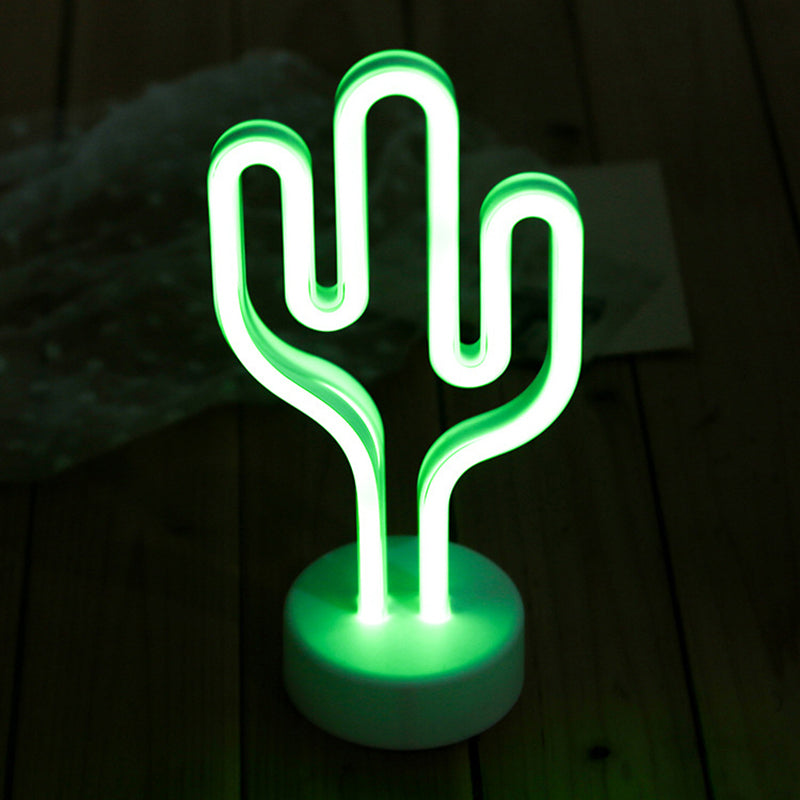 Cactus Shaped Plastic Nightstand Lamp Contemporary Battery Operated LED White Table Lighting White Clearhalo 'Night Lights' 'Wall Lights' Lighting' 2016825