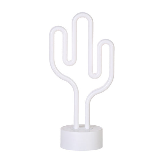 Cactus Shaped Plastic Nightstand Lamp Contemporary Battery Operated LED White Table Lighting Clearhalo 'Night Lights' 'Wall Lights' Lighting' 2016828