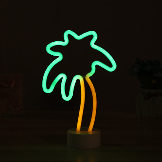 Plastic Coconut Tree Table Lamp Simplicity LED White Night Lighting for Kids Bedroom Clearhalo 'Night Lights' 'Wall Lights' Lighting' 2016831