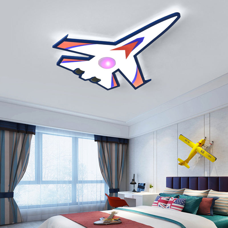 Cartoon Airplane Flush Ceiling Light Acrylic Blue LED Ceiling Lamp for Theme Park Hallway Blue White Clearhalo 'Ceiling Lights' 'Close To Ceiling Lights' 'Close to ceiling' 'Flush mount' Lighting' 201686