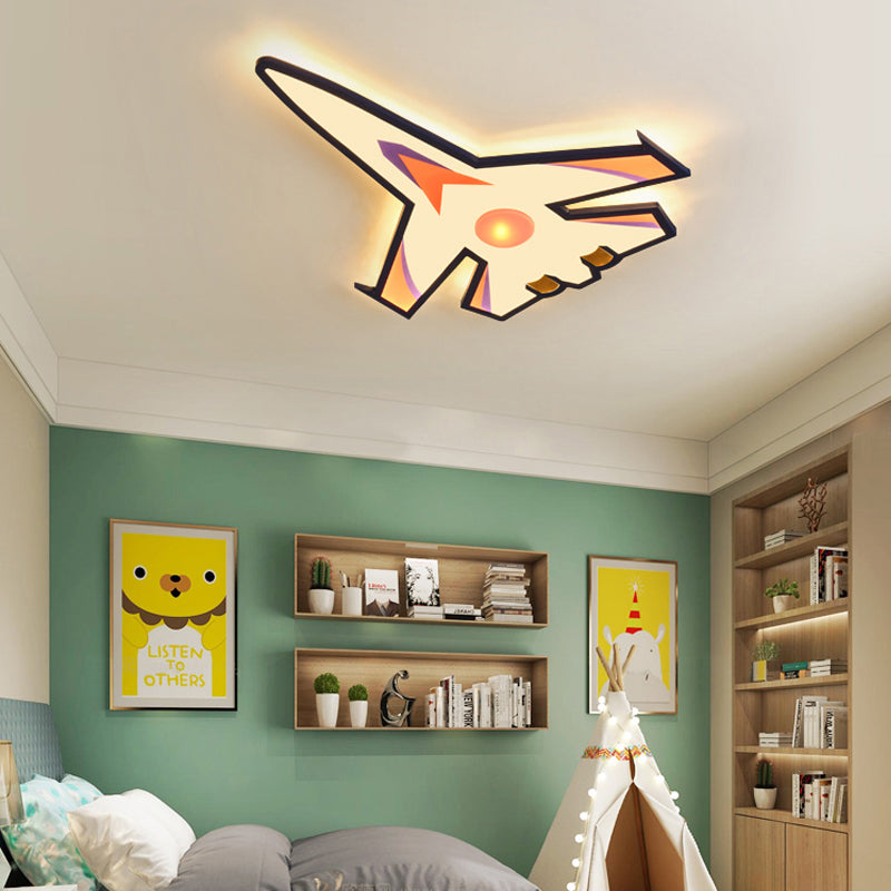 Cartoon Airplane Flush Ceiling Light Acrylic Blue LED Ceiling Lamp for Theme Park Hallway Blue Warm Clearhalo 'Ceiling Lights' 'Close To Ceiling Lights' 'Close to ceiling' 'Flush mount' Lighting' 201687