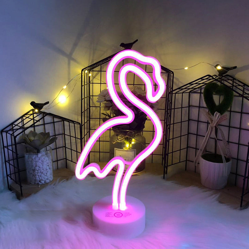 Simple Geometric Night Lighting Plastic Battery LED Bedroom Night Table Light in White White Bird Clearhalo 'Night Lights' 'Wall Lights' Lighting' 2016938