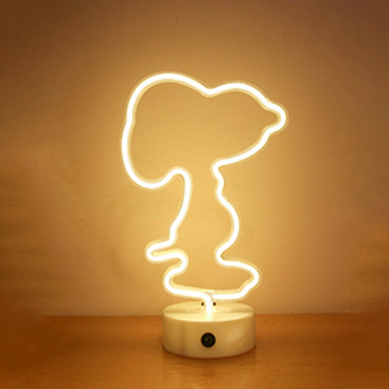 Animal Kids Bedroom Night Light Plastic Battery LED Creative Nightstand Lighting in White White C Clearhalo 'Night Lights' 'Wall Lights' Lighting' 2016947