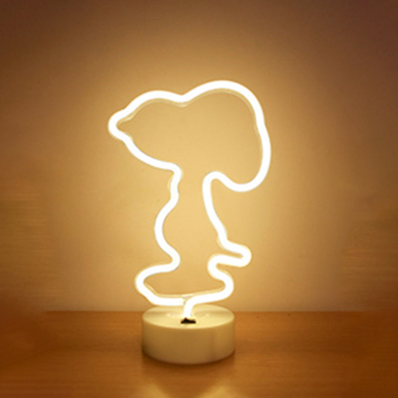 Animal Kids Bedroom Night Light Plastic Battery LED Creative Nightstand Lighting in White Clearhalo 'Night Lights' 'Wall Lights' Lighting' 2016949