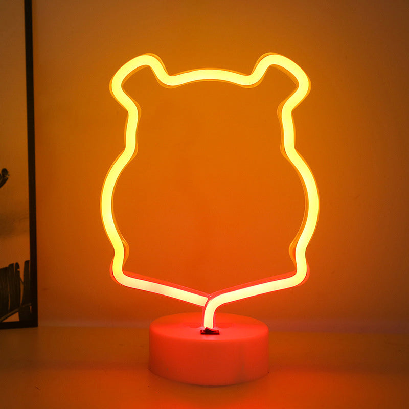 Animal Kids Bedroom Night Light Plastic Battery LED Creative Nightstand Lighting in White White A Clearhalo 'Night Lights' 'Wall Lights' Lighting' 2016958