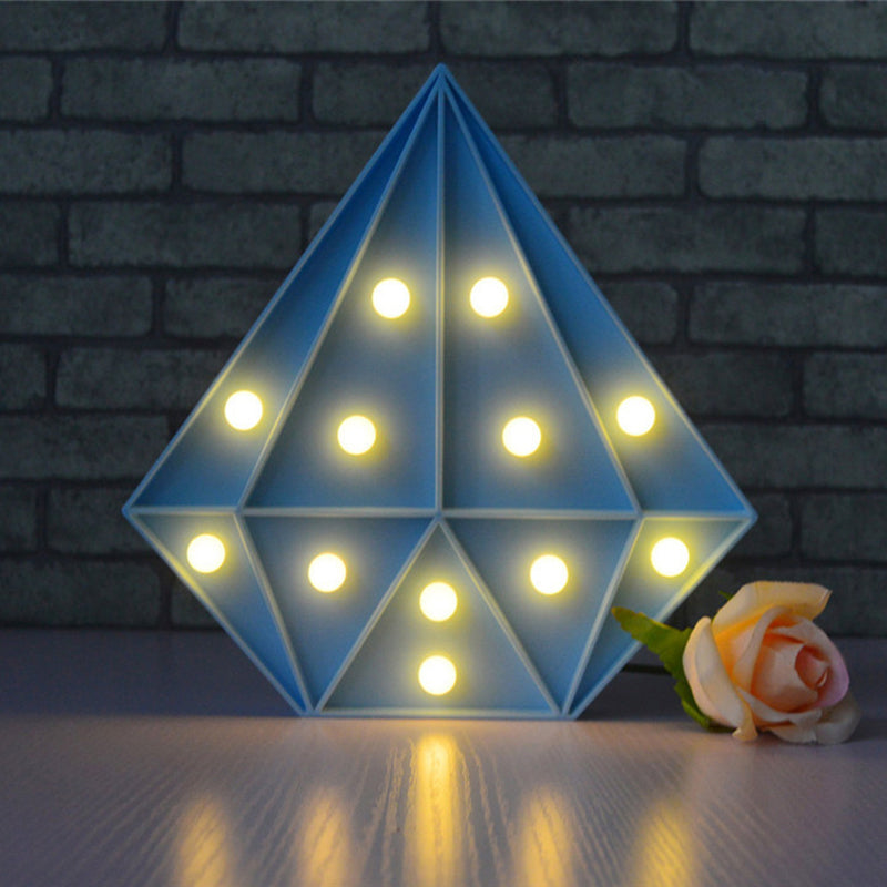 Plastic Diamond Night Lighting Contemporary Battery Operated LED Wall Night Light Blue Clearhalo 'Night Lights' 'Wall Lights' Lighting' 2017111