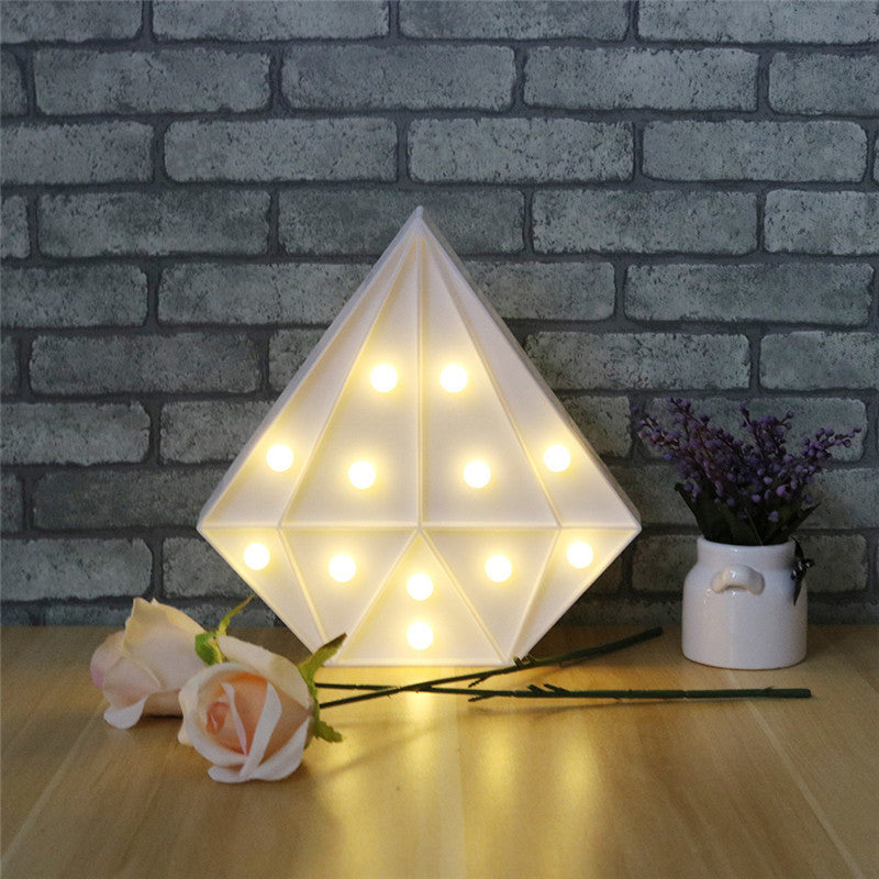 Plastic Diamond Night Lighting Contemporary Battery Operated LED Wall Night Light White Clearhalo 'Night Lights' 'Wall Lights' Lighting' 2017115