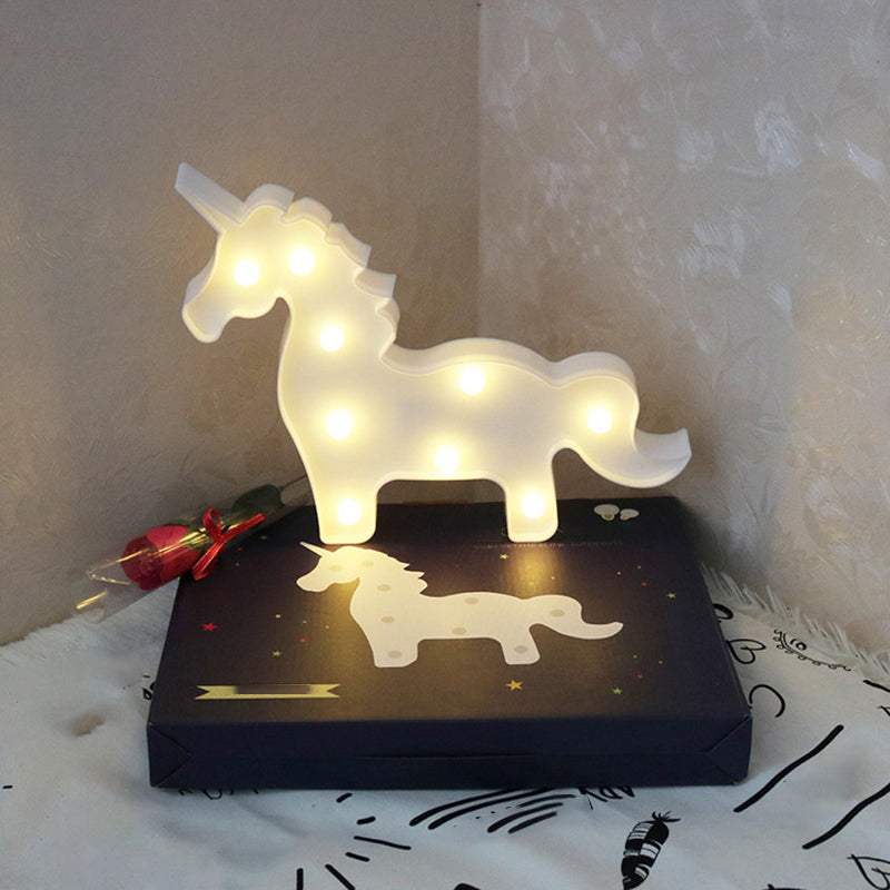 Minimal Unicorn Wall Night Lamp Plastic Children Bedroom LED Night Lighting White Clearhalo 'Night Lights' 'Wall Lights' Lighting' 2017163