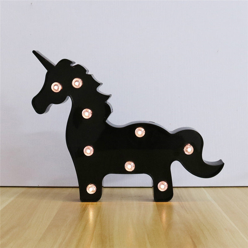 Minimal Unicorn Wall Night Lamp Plastic Children Bedroom LED Night Lighting Black Clearhalo 'Night Lights' 'Wall Lights' Lighting' 2017174