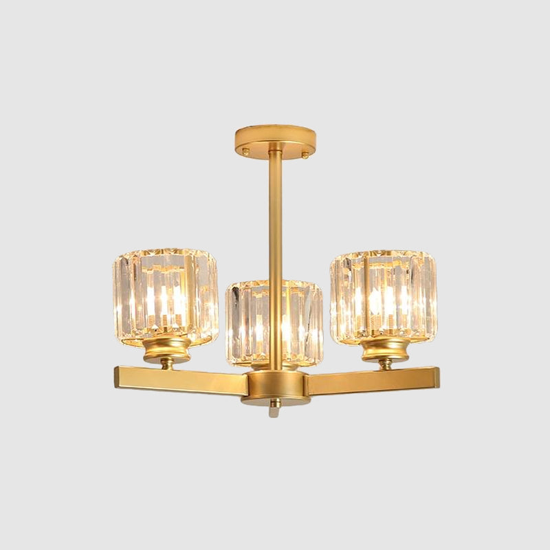 Gold 3/6/10 Heads Pendant Lighting Modern Cylindrical Crystal Radial Chandelier Light Clearhalo 'Ceiling Lights' 'Chandeliers' 'Modern Chandeliers' 'Modern' Lighting' 2017305