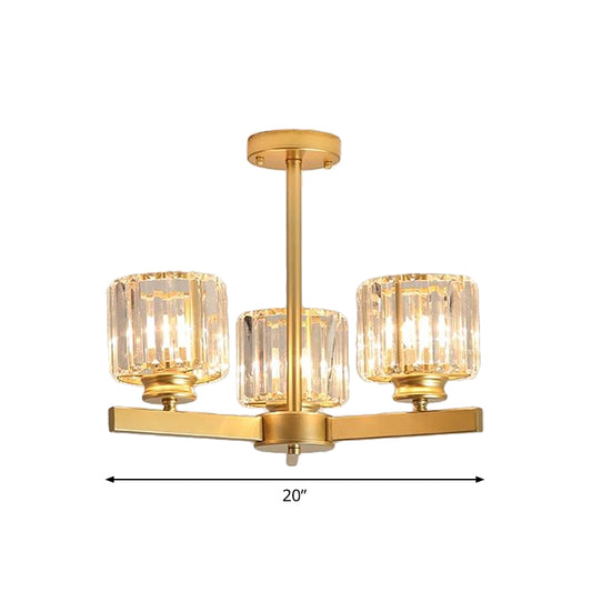 Gold 3/6/10 Heads Pendant Lighting Modern Cylindrical Crystal Radial Chandelier Light Clearhalo 'Ceiling Lights' 'Chandeliers' 'Modern Chandeliers' 'Modern' Lighting' 2017306