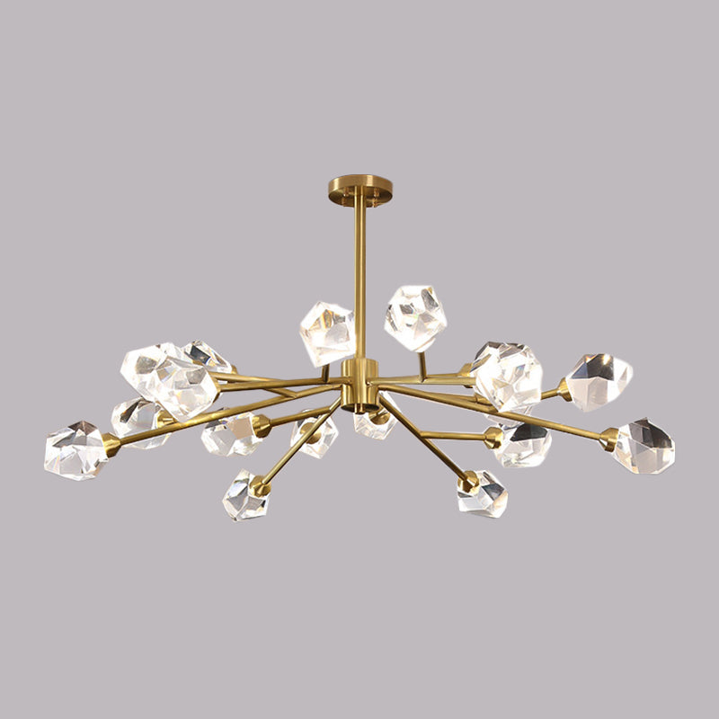 6/15/18 Lights Ceiling Chandelier Post-Modern Branched Crystal Block Hanging Light in Brass Clearhalo 'Ceiling Lights' 'Chandeliers' 'Modern Chandeliers' 'Modern' Lighting' 2017446