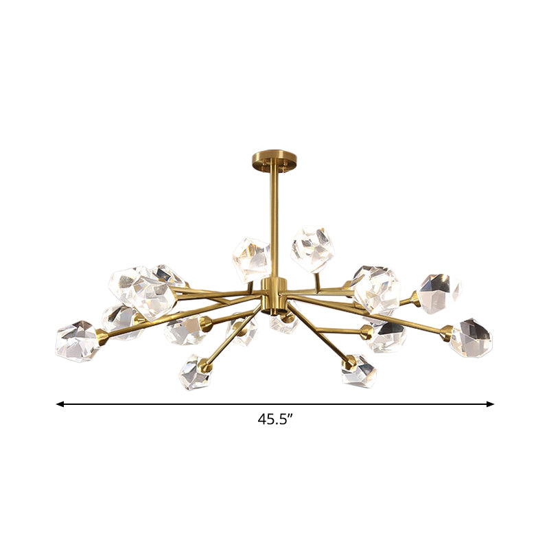 6/15/18 Lights Ceiling Chandelier Post-Modern Branched Crystal Block Hanging Light in Brass Clearhalo 'Ceiling Lights' 'Chandeliers' 'Modern Chandeliers' 'Modern' Lighting' 2017447