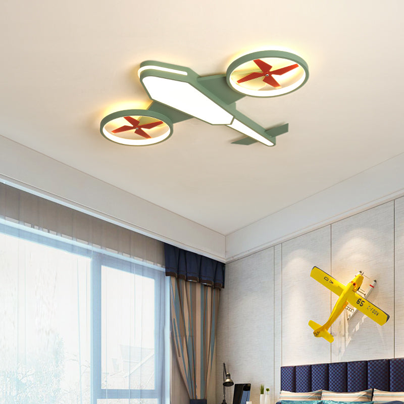 Acrylic Propeller Plane Ceiling Lamp Theme Park Shop Cartoon LED Flush Ceiling Light Green Clearhalo 'Ceiling Lights' 'Close To Ceiling Lights' 'Close to ceiling' Lighting' 201762