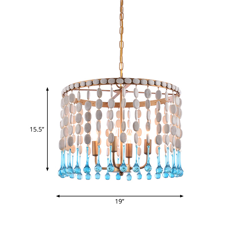 4 Bulbs Cascading Chandelier Light Fixture Rustic Wood Hanging Lamp Kit for Living Room Clearhalo 'Ceiling Lights' 'Chandeliers' Lighting' options 2017633