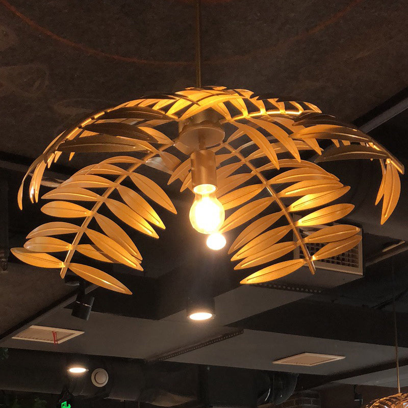 Iron Hanging Pendant Light Rural Leaf Shaped 1 Light Restaurant Ceiling Suspension Lamp Gold Clearhalo 'Ceiling Lights' 'Pendant Lights' 'Pendants' Lighting' 2017655_3b08c973-3d16-4f65-b4ad-5b10a73fb501