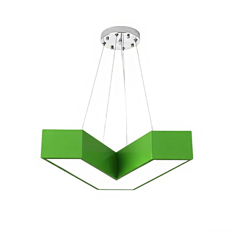 Red/Pink/Yellow/Blue/Green V-Shaped Pendant Chandelier Modern Stylish Acrylic LED Hanging Light for Bedroom, Third Gear/White Light Clearhalo 'Ceiling Lights' 'Chandeliers' Lighting' options 201771