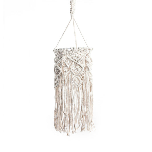 White Woven Fringe Drop Pendant Classic Hemp Rope 1 Bulb Living Room Hanging Ceiling Light Clearhalo 'Ceiling Lights' 'Pendant Lights' 'Pendants' Lighting' 2017732