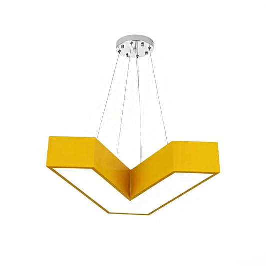 Red/Pink/Yellow/Blue/Green V-Shaped Pendant Chandelier Modern Stylish Acrylic LED Hanging Light for Bedroom, Third Gear/White Light Clearhalo 'Ceiling Lights' 'Chandeliers' Lighting' options 201773_25e39e3e-365a-4743-8b56-9e99b6ad9dd3