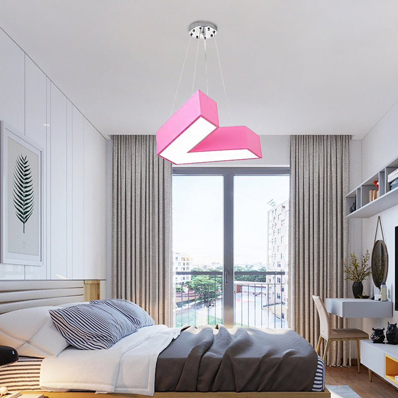 Red/Pink/Yellow/Blue/Green V-Shaped Pendant Chandelier Modern Stylish Acrylic LED Hanging Light for Bedroom, Third Gear/White Light Clearhalo 'Ceiling Lights' 'Chandeliers' Lighting' options 201775