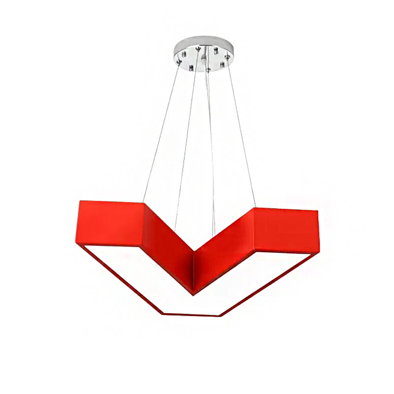 Red/Pink/Yellow/Blue/Green V-Shaped Pendant Chandelier Modern Stylish Acrylic LED Hanging Light for Bedroom, Third Gear/White Light Clearhalo 'Ceiling Lights' 'Chandeliers' Lighting' options 201778