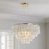 Gold Tiered Circle Chandelier Light Countryside Shell Living Room Suspension Pendant Clearhalo 'Ceiling Lights' 'Pendant Lights' 'Pendants' Lighting' 2017788