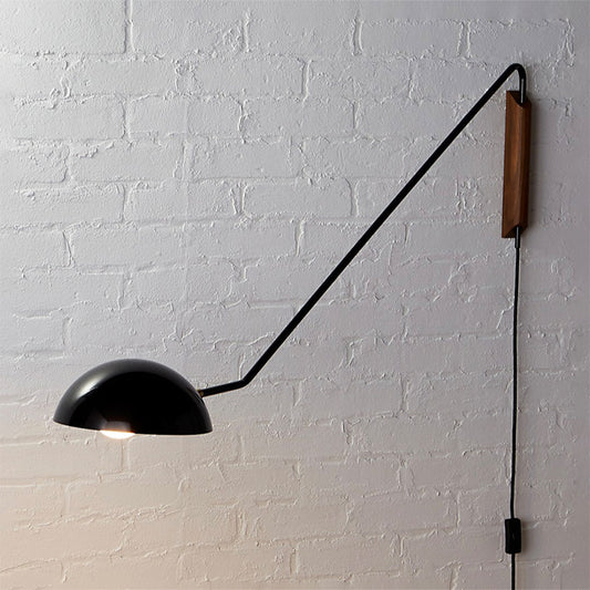 1 Head Bedside Wall Lamp Sconce Modernism Swing Arm Wall Hanging Light with Dome Metal Shade Black Clearhalo 'Cast Iron' 'Glass' 'Industrial' 'Modern wall lights' 'Modern' 'Tiffany' 'Traditional wall lights' 'Wall Lamps & Sconces' 'Wall Lights' Lighting' 2017840