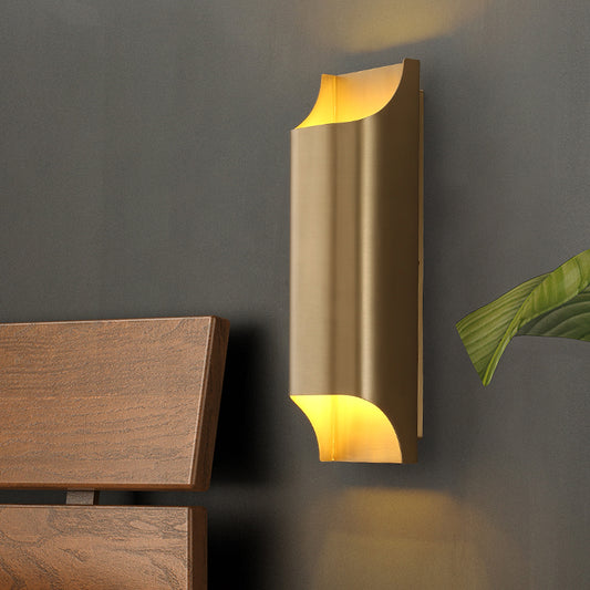 Modernism Cut Geometry Wall Light Metal LED Wall Lighting in Gold for Bedside Gold 12" Clearhalo 'Cast Iron' 'Glass' 'Industrial' 'Modern wall lights' 'Modern' 'Tiffany' 'Traditional wall lights' 'Wall Lamps & Sconces' 'Wall Lights' Lighting' 2017897