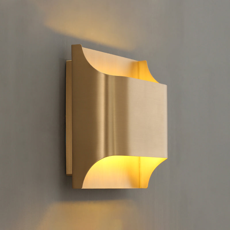 Modernism Cut Geometry Wall Light Metal LED Wall Lighting in Gold for Bedside Gold 8" Clearhalo 'Cast Iron' 'Glass' 'Industrial' 'Modern wall lights' 'Modern' 'Tiffany' 'Traditional wall lights' 'Wall Lamps & Sconces' 'Wall Lights' Lighting' 2017903