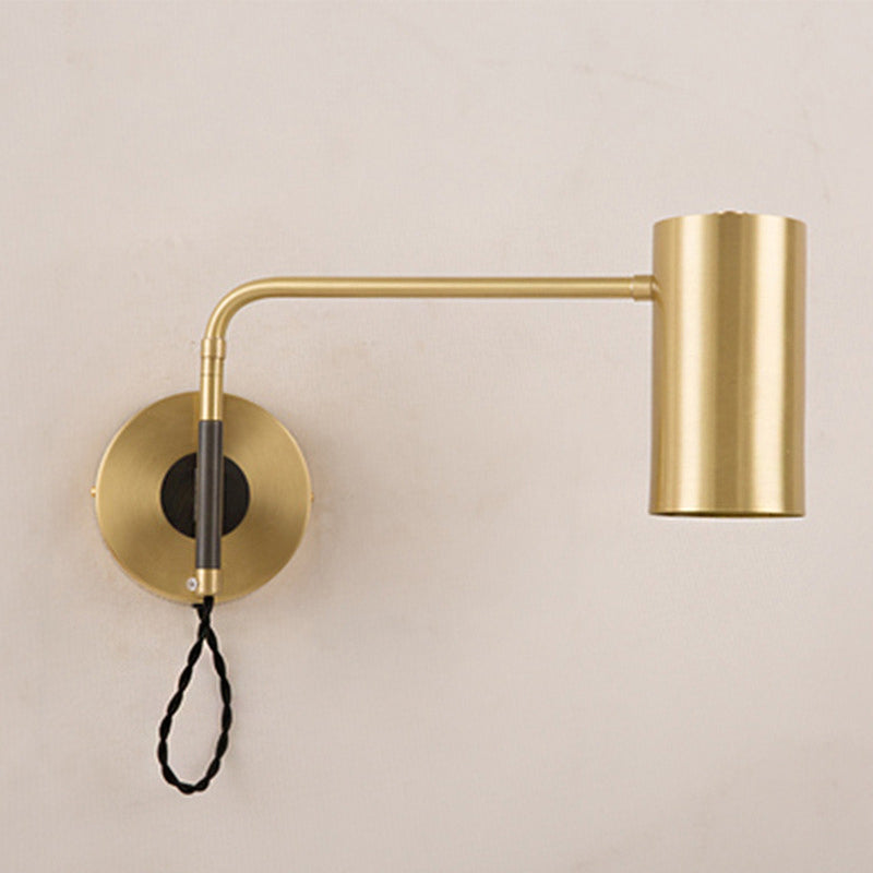 Modernism Curved Arm Wall Lamp Metal 1 Light Bedroom Wall Lighting with Geometry Shade Clearhalo 'Cast Iron' 'Glass' 'Industrial' 'Modern wall lights' 'Modern' 'Tiffany' 'Traditional wall lights' 'Wall Lamps & Sconces' 'Wall Lights' Lighting' 2017943